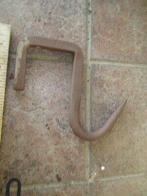 Antique Vintage Hand Forged Square Bar Wrought Iron Hook