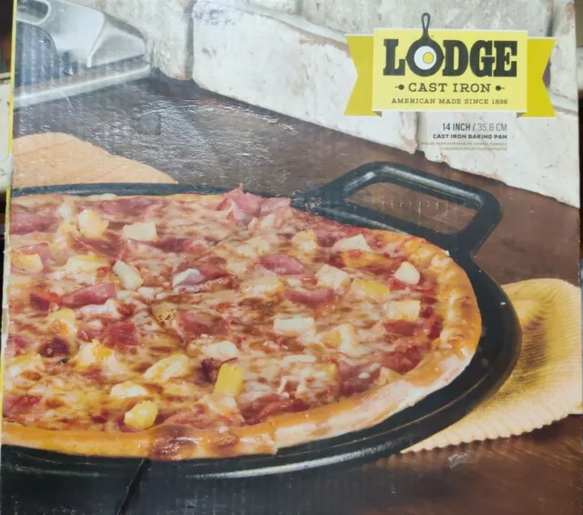 LODGE Cast Iron 14.5 Inch Round Pizza Pan / Griddle -Double Handled  P14P-USA
