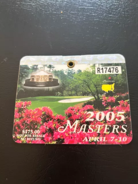 2005 MASTERS TOURNAMENT Badge TIGER WOODS WINS Augusta Natl-4TH GREEN ...
