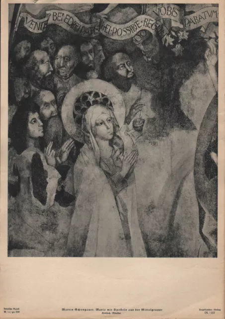 Lithografie: Malerei, Fresko, Martin Schongauer, Maria mit Apostel.