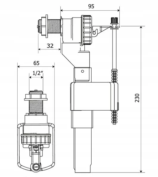 Universal Füllventil Schwimmerventil für Spülkasten WC-Ventil Ersatzteil 3/8" 2