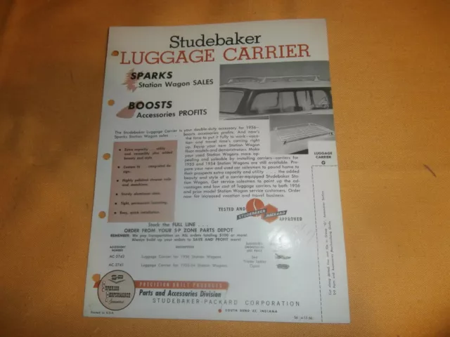5 Studebaker Dealer Order Price Papers Rear View Mirror Luggage Carrier Air Mat 2