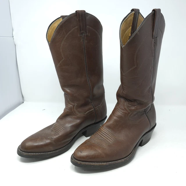 MEN'S SANDERS BROWN Leather Cowboy Western Boots Size 8 EUC £32.22