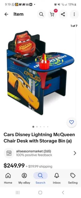 Silla de escritorio de autos Disney Pixar con contenedor de almacenamiento ideal para aprendizaje remoto regalo nuevo