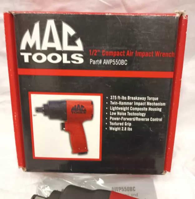 Mac Tools 1/2" Drive Compact Impact Wrench Air Gun Twin Hammer (AWP550BC) 2