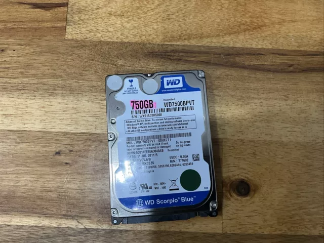 Western Digital Scorpio Blue 750 GB Internal 5400 RPM 2.5" Hard Drive