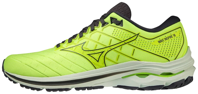 Mizuno Wave Inspire 18 Herren Straßenlaufschuhe, NeoLime/MBlue/Ebenholz