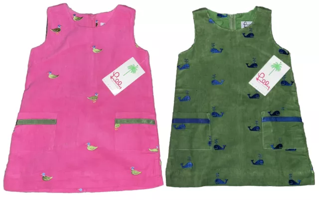 2 NWT Lilly Pulitzer Toddler 4T Fine Wale Corduroy Jumper Dress Whale & Duck