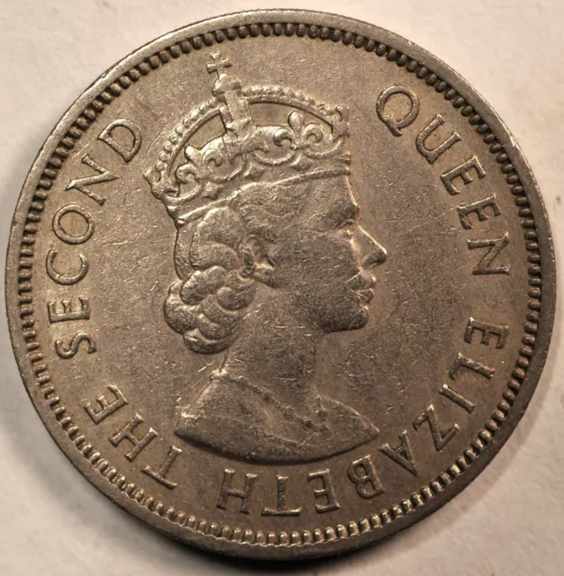 1963 Hong Kong 50 Cents AU KM#30.1 1963年香港五毫钱币