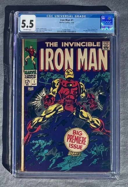 Iron Man #1 CGC 5.5 OW Pages 1968 Origin - Marvel Comics Silver Age