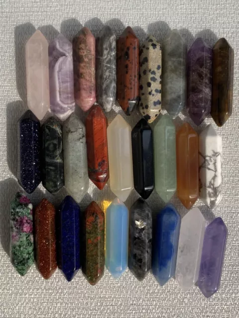 27pcs Natural mixed Obelisk Quartz Crystal Wand Double Point reiki Healing