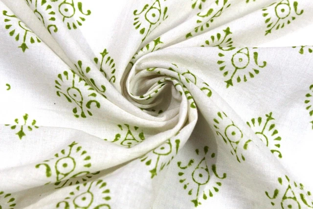 Indio Artesanal Bloques Estampado Floral Costura Artesanal Algodón Tejido