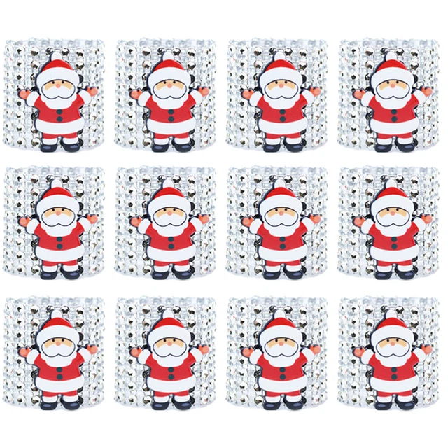 12 piezas hebilla de servilleta de metal decoración navideña paños