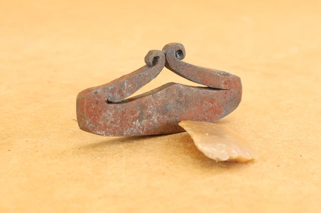 Antique Primitive Hand Wrought Fire Starter Flint Striker Firemaking Camp 19th