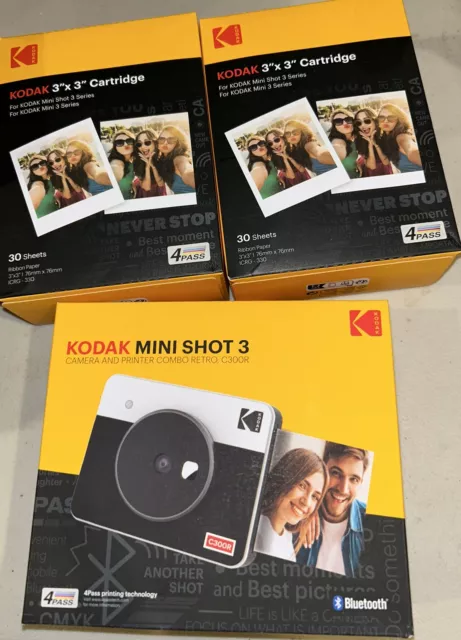 New! KODAK Mini Shot 3 Retro  Instant Digital Camera TWO 30 SHEET PAPER BUNDLE