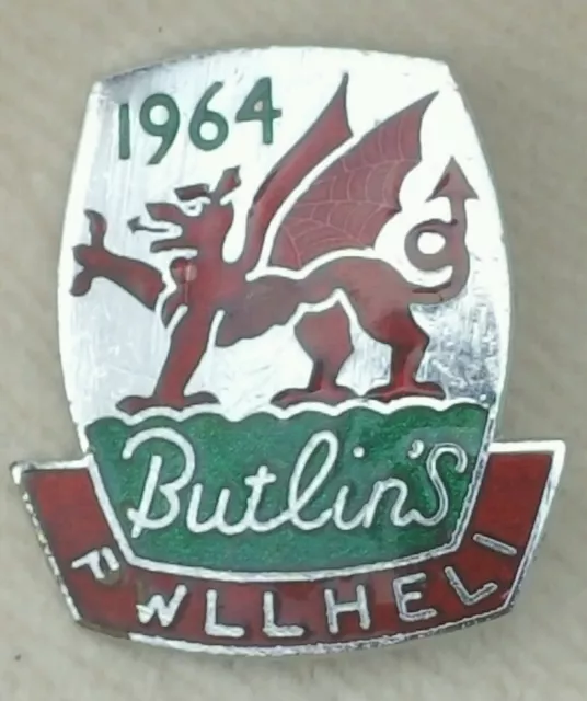 Butlins Pwllheli 1964 Enamel Pin Badge - Vintage Holiday Camp Souvenir