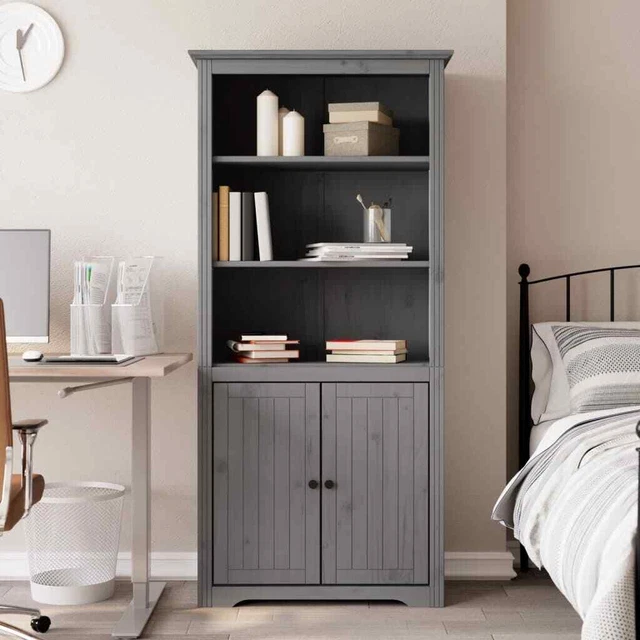 Vidaxl Libreria BODO 80x40x172 cm in Legno Massello di Pino Grigio