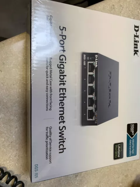 D-Link Ethernet Switch 5 Port Gigabit Unmanaged Internet Compact DGS-105