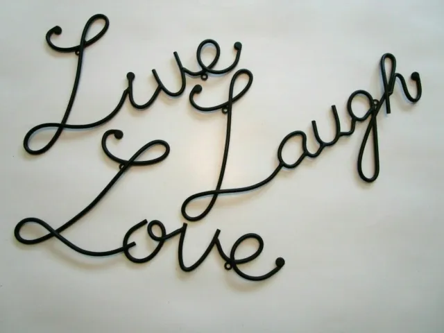 Live Love Laugh Wall Decor Set of 3 Black Metal Figural Word Art Hangings