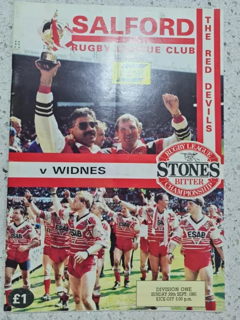 RUGBY LEAGUE PROGRAMME ~ SALFORD v WIDNES - 29th SEPTEMBER 1991