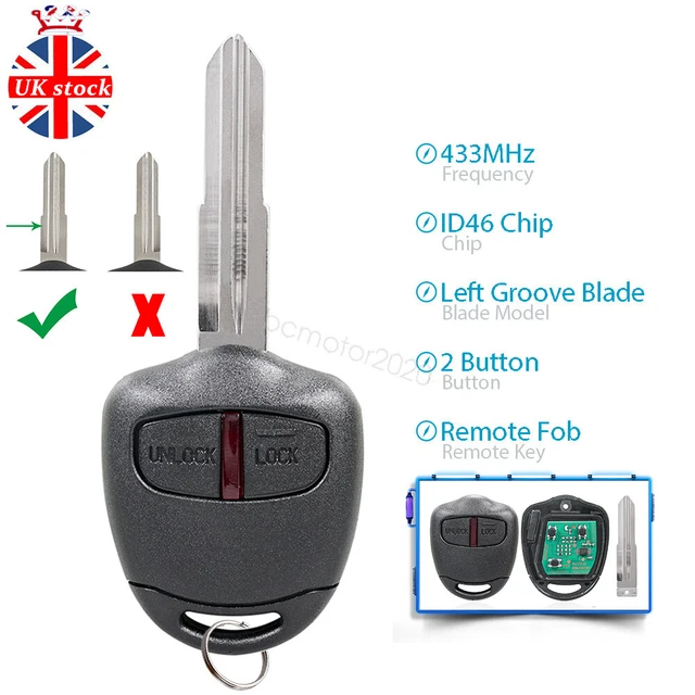 2 3 Buttons Car Remote Key ID46 Chip 433MHz Fit For Mitsubishi - Foto 4