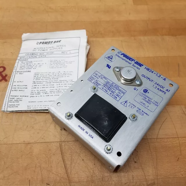Power-One HB24-1.2-A Power Supply, Input-100-240VAC, Output 24VDC, 1.2A - NEW