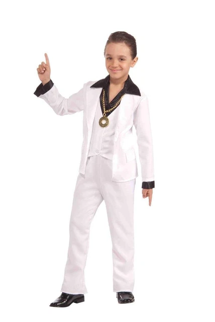 70's Disco Fever White Suit Child Costume Large