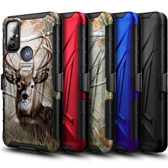For Motorola Moto G Power (2022), Holster Belt Clip Stand Case + Tempered Glass