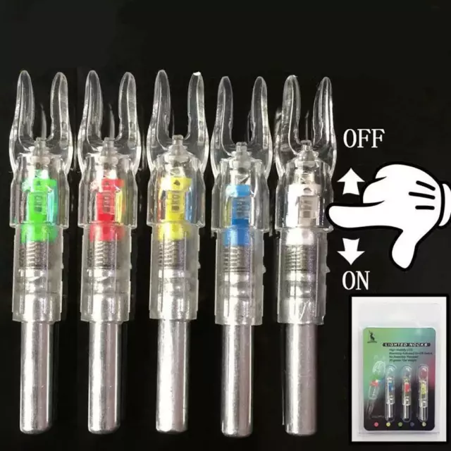 3pcs Hunting Auto Luminous Lighted Bow LED Glowing Arrow Nock Tail Fit 6.2mm