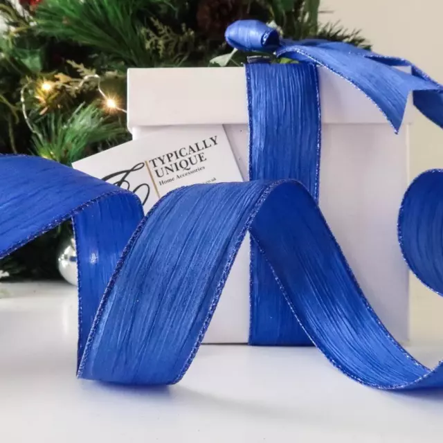 "Cinta de Navidad Alambre Arco Árbol Azul Decoración Artesanía Regalo Envoltura ""Océano""