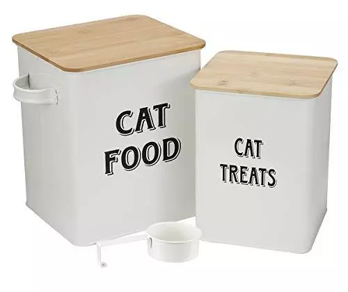 Cat Food and Treats Containers Set with Scoop for Cats or Dogs -Tight Fitting