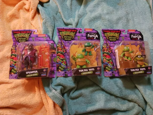 TMNT Teenage Mutant Ninja Turtles Mutant Mayhem Tots Both Sets & Splinter  2023