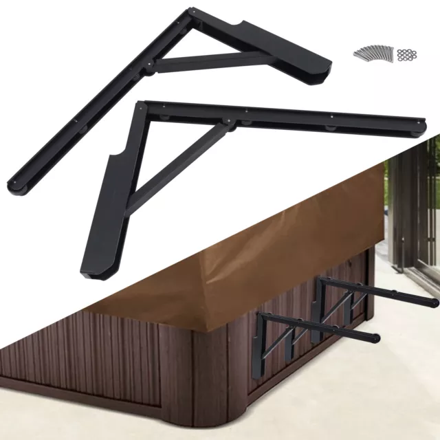 Spa Supply Hot Tub Cover Lift Foldable Hot Tub Cover Roller Racks Black 2Pcs