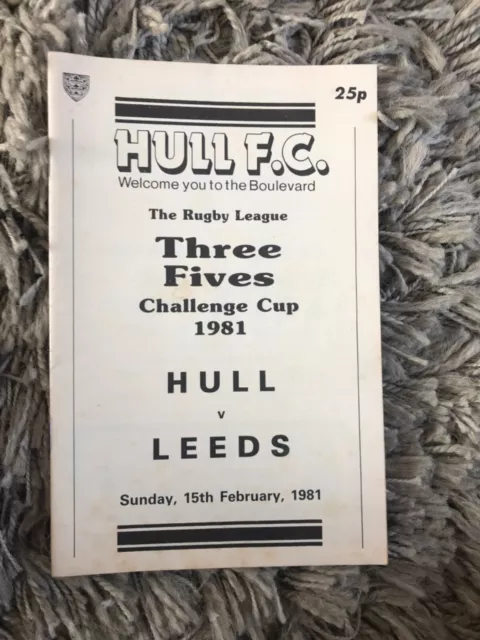 Hull fc v Leeds challenge cup rugby league Programme 1980/81 season