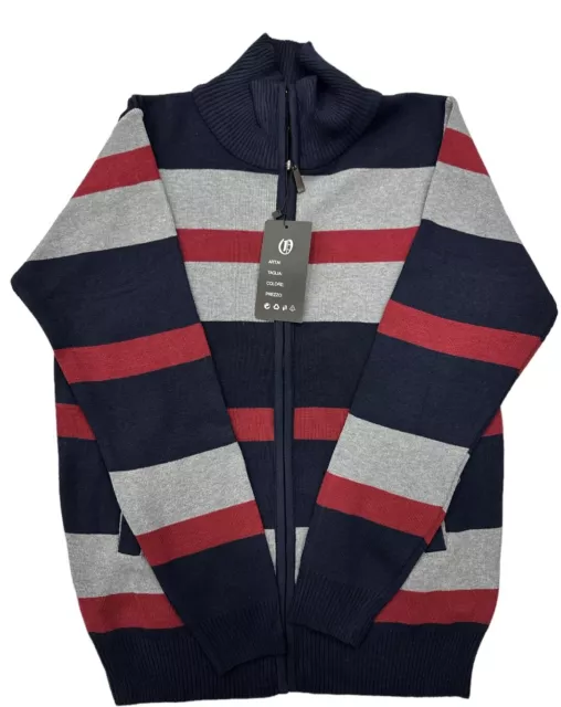 Maglione uomo Lana Pesante Invernale Con Zip Maglia Maglioncino Cardigan 2