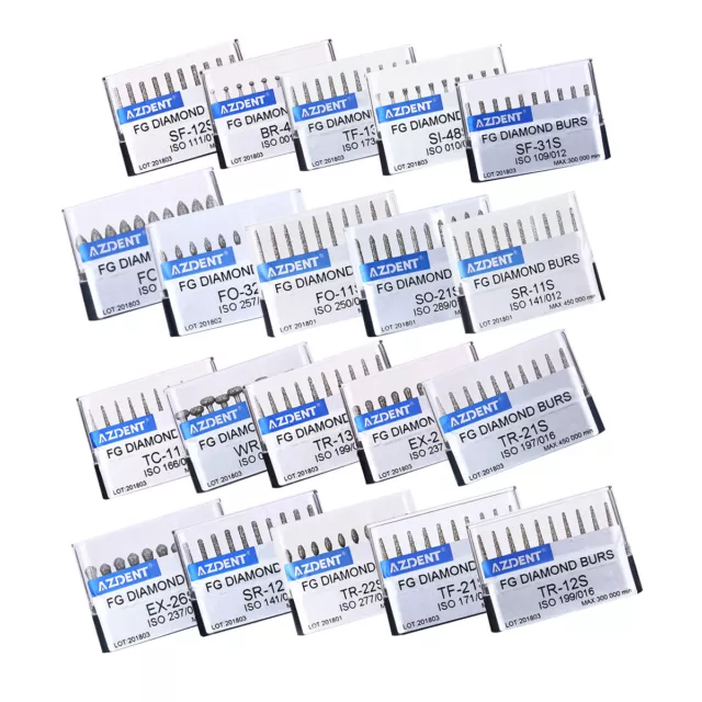 10Box AZDENT Dental Diamond Burs Polishing FG Burs for High Speed Handpiece