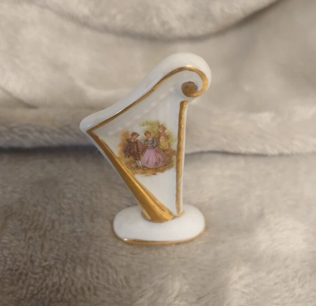 Harpe miniature en porcelaine de limoges France