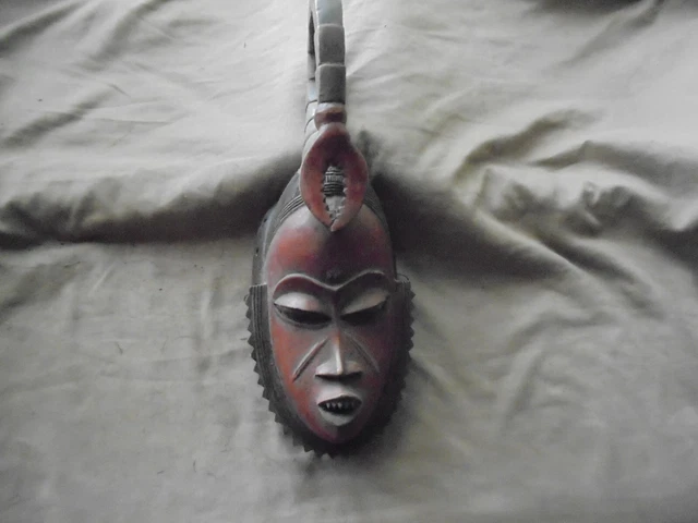 African Mask Baule Ivory Coast Crab-Type Top 16"