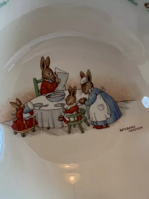 Vintage Royal Doulton Bunnykins Bowl DINNER TIME Signed Barbra Vernon 2