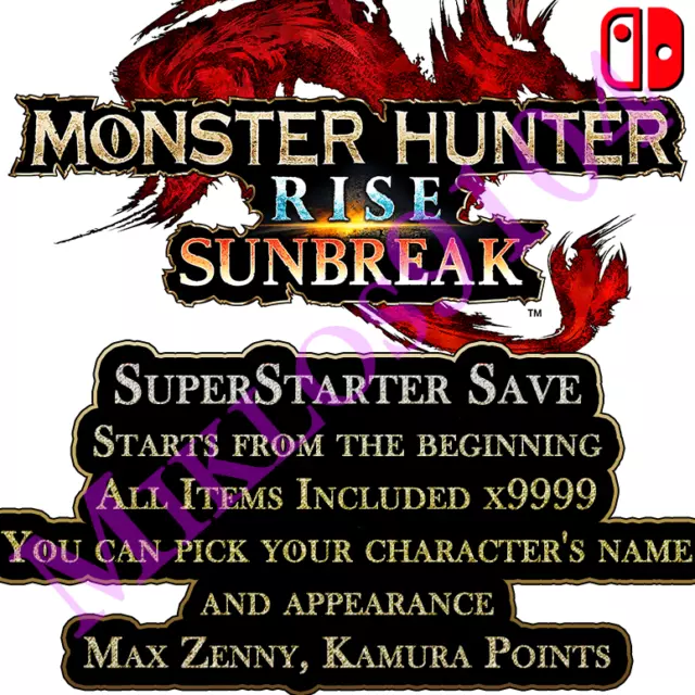 Monster Hunter Rise Sunbreak - Nintendo Switch Save - No Game Included