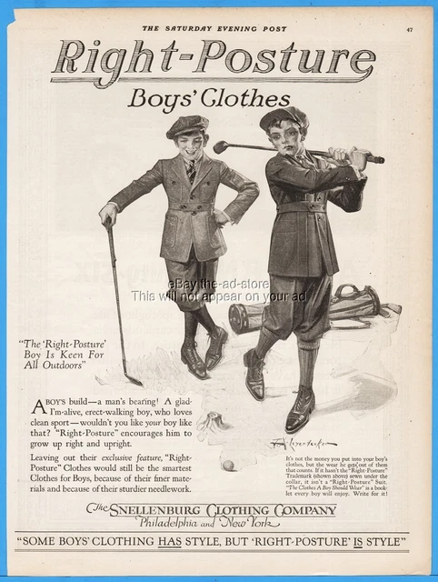 1920 F X Leyendecker Snellenburg Clothing Co Vintage Boys Clothes Golf Theme Ad