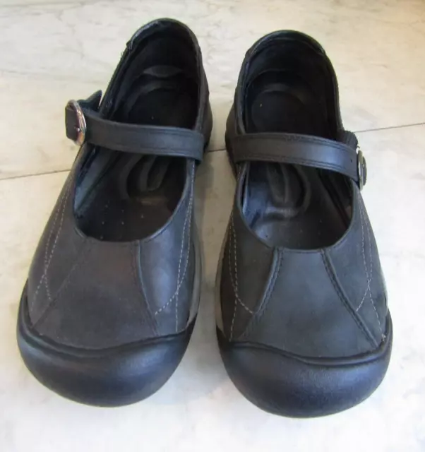 Keen Black Leather Buckle Stitched Mary Jane Womens Shoes Size 9 EU 39