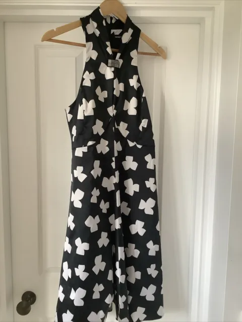 Emporio Armani Ladies Cocktail Dress Fit & Flare Uk Size 14 Black& White Vintage