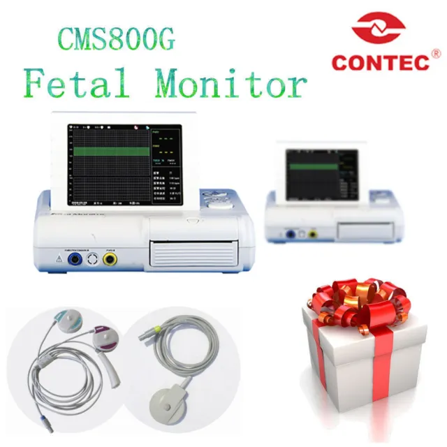 CMS800G Fetal Heart Rate Monitor TOCO/Fetal Move Mark+Twins Transducer+Printer