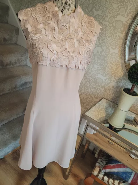 Monsoon nude beige lace detail dress size UK14