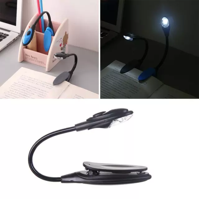 Flexible Clip On Book Laptop LED Reading Light Lamp NEW Portable ><