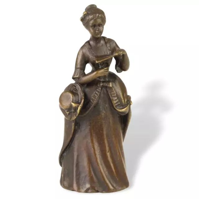 Bronzeskulptur Tischglocke Dame Handglocke Glocke Antik-Stil Bronze Figur 11cm