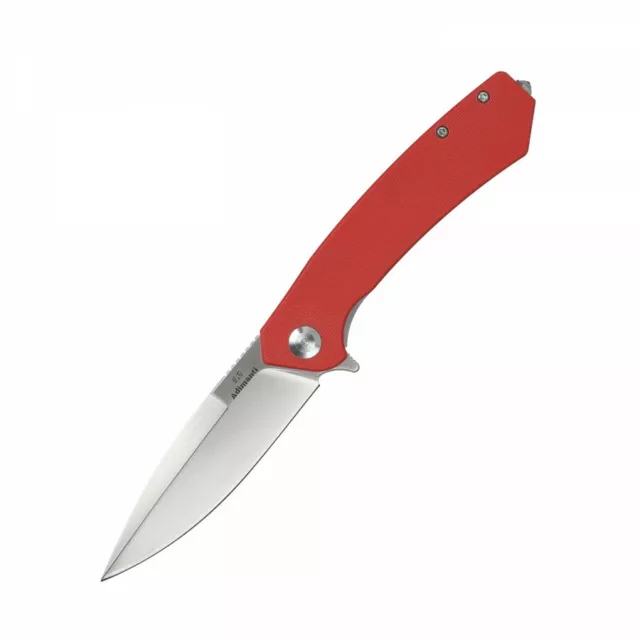 Ganzo Skimen Folding Knife Red G10 Handle Drop Point D2 Gray Plain Edge SK01RD