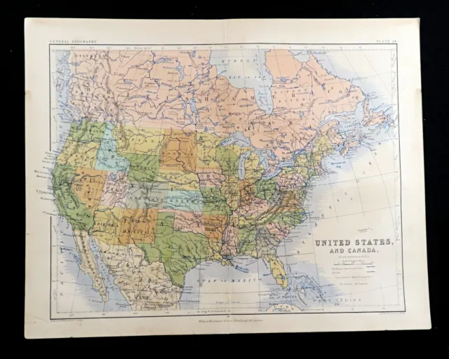 Map Of United States Von America Kanada Mexico Alexander K Johnston Antik 1868