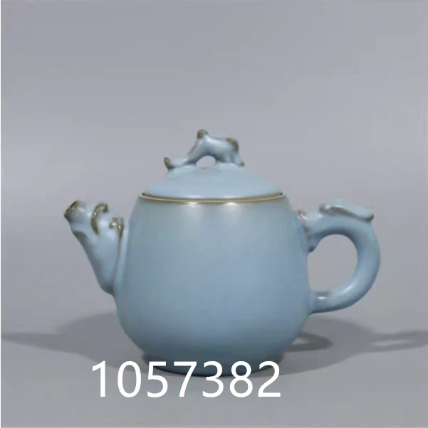 5.9"Treasure Chinese Porcelain Song dynasty Tianqing ru kiln Dragon Handle Pot
